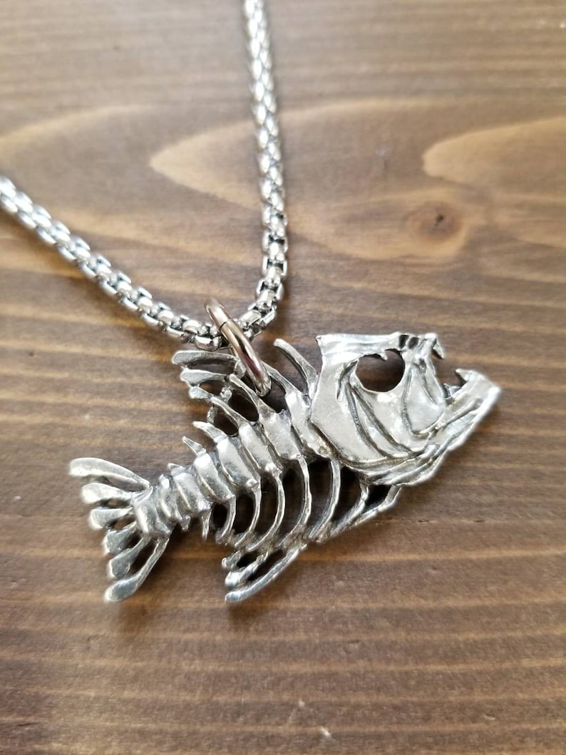 Fish Bone Skeleton Necklace Fishbones Necklace Bow Fishing Etsy