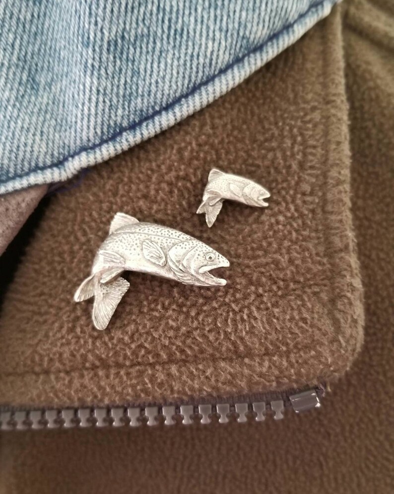 Trout Hat Lapel Pin Jumping Rainbow Trout Fish Pin Trout Etsy