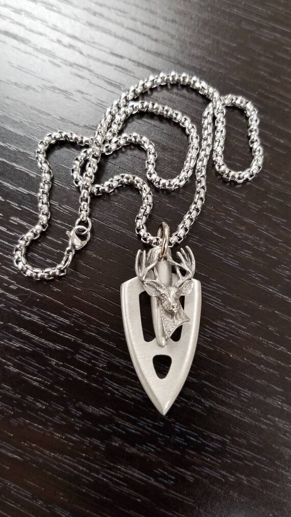 Deer Head Necklace Arrowhead Broadhead Necklace Broadhead with Etsy