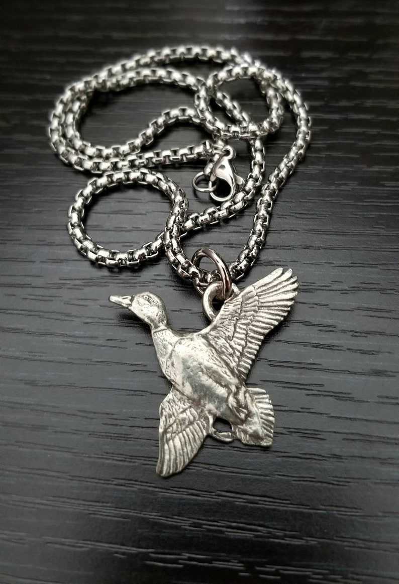 Duck Hunting Necklace Flying Mallard Duck Necklace Hunting Etsy