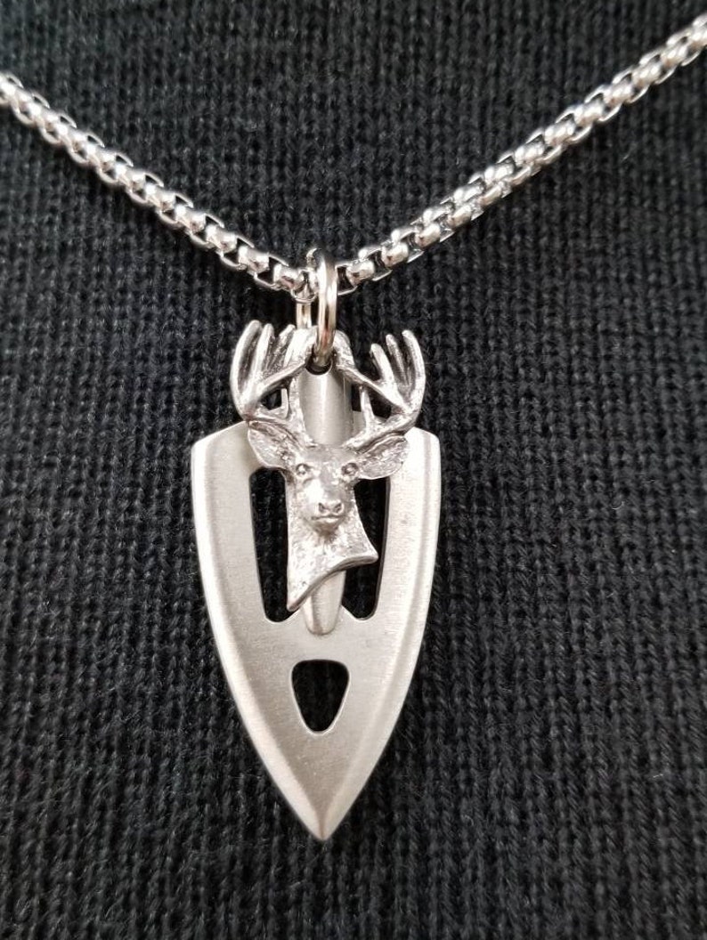 Deer Head Necklace Arrowhead Broadhead Necklace Broadhead with Etsy