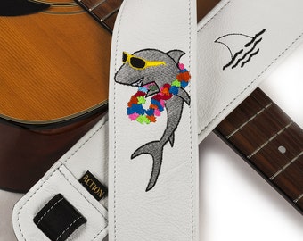 Party Shark Parrothead Custom Embroidered Guitar Strap