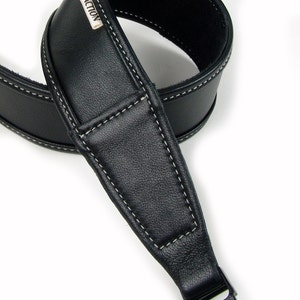 Bone Stitching on Soft Black Leather Custom Camera Strap - Blackheart Bone Stitching Regular