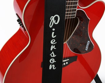 Highest Quality Personalized (Embroidered) Leather Guitar Strap