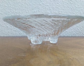 Vintage Dish Avanto by Tapio Wirkkala for Iittala Finland 1979 – Clear Crystal Glass – Rare 1970s Scandinavian Mid Century Design