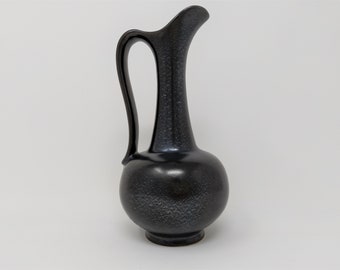 Vintage Vase 1950s West German Pottery – Elegant Mid Century Modernist Design – Jug Model # 1008 1 – Black Glaze