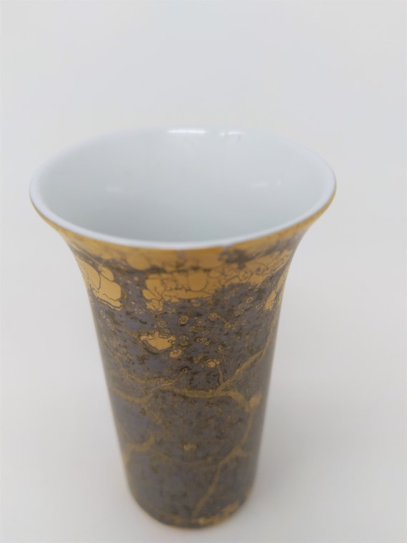 ヴィンテージ花瓶 ローゼンタール磁器スタジオライン ゴールド