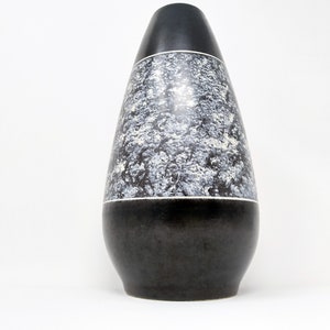 Vintage Vase VEB Georgenthal GDR – German Pottery – 1950s 1960s Mid Century Mod Ceramic – Black & White Glaze – Large – previous Carstens
