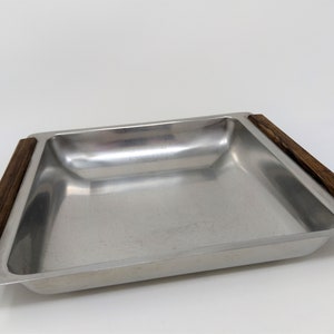 Vintage Danish Modern Serving Dish Teak & Stainless Steel – 1950s 60s Mid Century Design – Dansk Tableware – Salad Vegetables Meat Platter