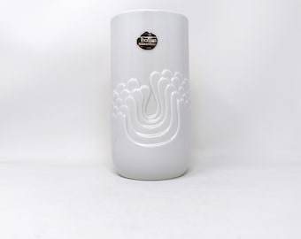 Vintage Vase Thomas / Rosenthal "Blütenfest" – 1960s Mid Century Design Rosemunde Nairac – German White Porcelain – Wave Surf Relief – 7.68"
