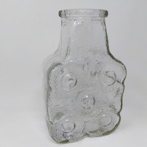 Vintage Vase Walther Glas Solifleur – Op Art – 1960s Mid Century German Glass Design – with Label – Bull&#39;s Eye – Massive Glass Block