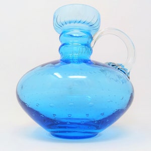 Vintage Vase Murano Venetian or Empoli Italy – Mid Century 1960s 1970s – Light Blue & Clear Crystal Art Glass – Bullicante Air Bubbles