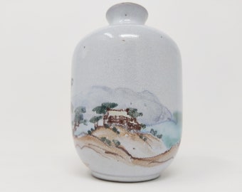 Vintage Vase – Zippa Klinker – 1950s 1960s Mid Century Ceramic – West German Pottery – Rare – Japanese Landscape Décor
