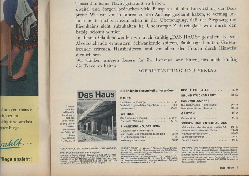 Vintage Mid Century Mod Magazine Das Haus Architecture Lifestyle & Interior 6/1962 German Language 1960s Modernist House Inspiration image 2