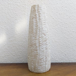 Vintage Vase White German Bisque Porcelain – Heinrich & Co Selb Bavaria – 1960s Mid Century Modern – Op Art Design – rare – 10.24&quot; tall