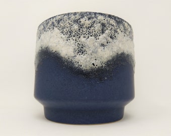 Vintage Planter – Dümler & Breiden 715/14 – Blue Black White Fat Lava Glaze – 1960s German Pottery – Mid Century Ceramic Cache Pot – Dumler