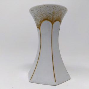 Vintage Candlestick AK Kaiser Germany – White Porcelain + Real Gold Décor – 1970s 1980s – 4.13&quot; – Romantic & Elegant, Rare Candle Holder