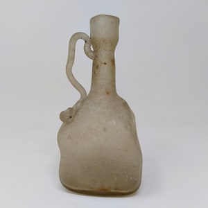 Jarrón de vidrio antiguo con forma de botella, estilo romano (?), vidrio artístico antiguo, réplica de principios del siglo XX, excelente estado, raro