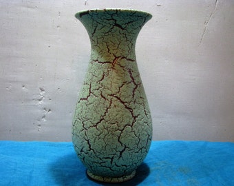 1950s Vase – Jasba Cortina No. 582 25 – WGP – Schrumpfglasur – Mid Century Fat Lava – Mint Green & Chocolate Brown – Vintage Home Decor
