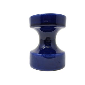 Candlestick Steuler Continua 148/10 – Glossy Dark Blue 1960s Op Art Design by Cari Zalloni – Vintage German Modernist Ceramic