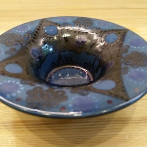 Vintage Candlestick Arabia Finland – Design Hilkka Liisa Ahola – 1950s 1960s Scandinavian Modern Mid Century – Signed Blue & Black Ceramic