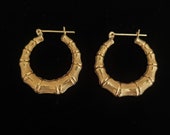 14k Yellow Gold Lucky Bamboo Hoop Earrings -EB1087