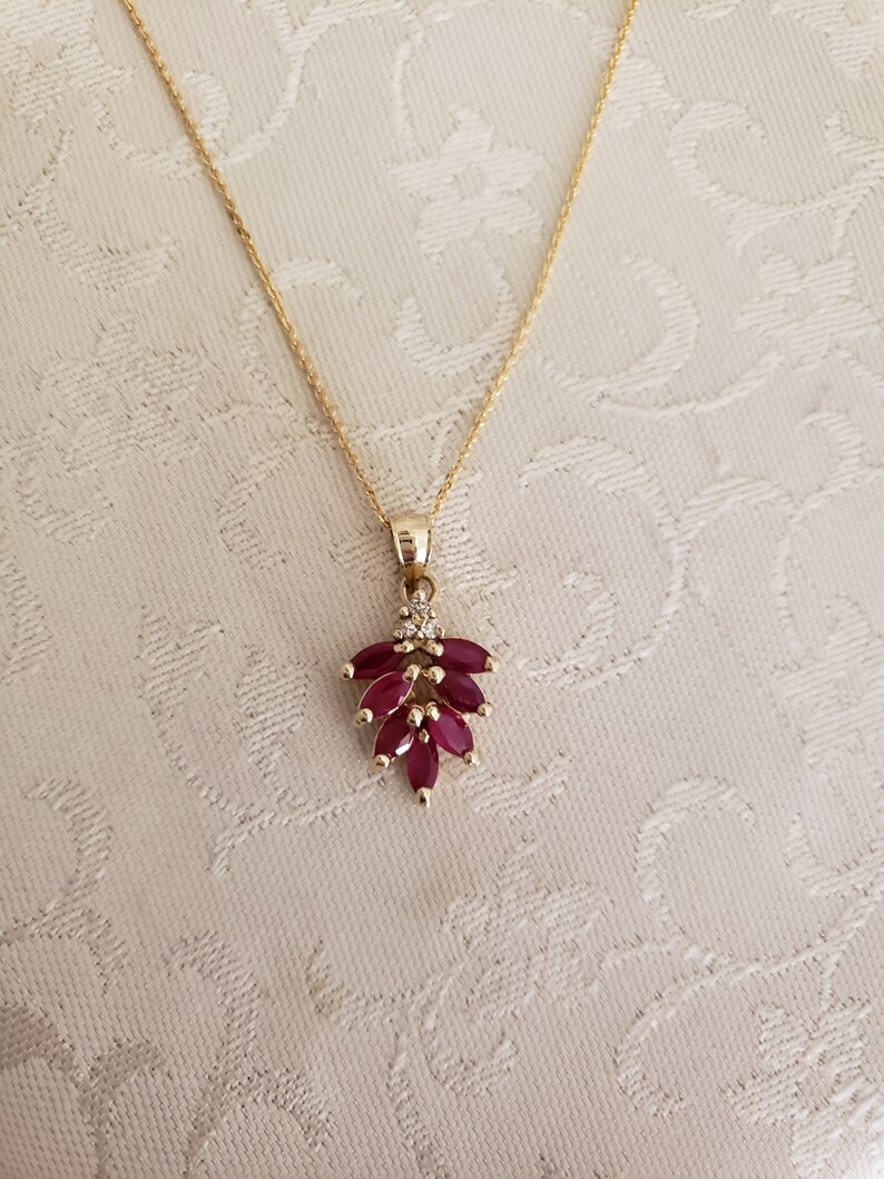 Exceptional Natural Ruby Diamond Necklace in 14k Yellow Gold - Etsy