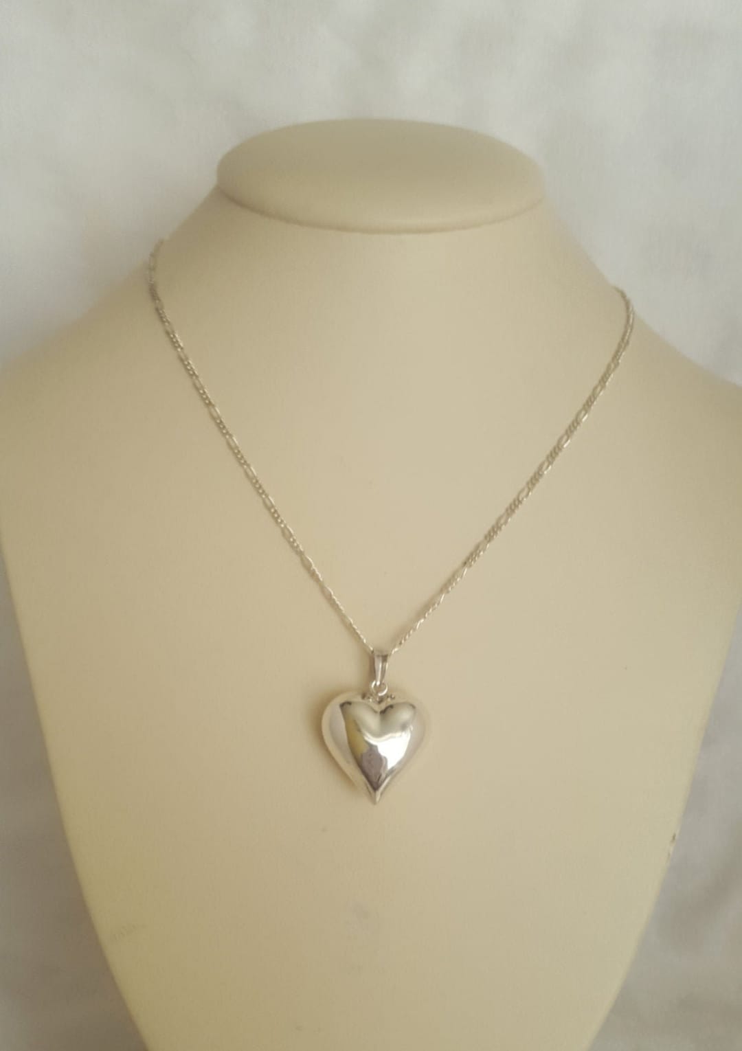 Vintage Sterling .925 Silver Heart on an 18 Figaro Chain - Etsy