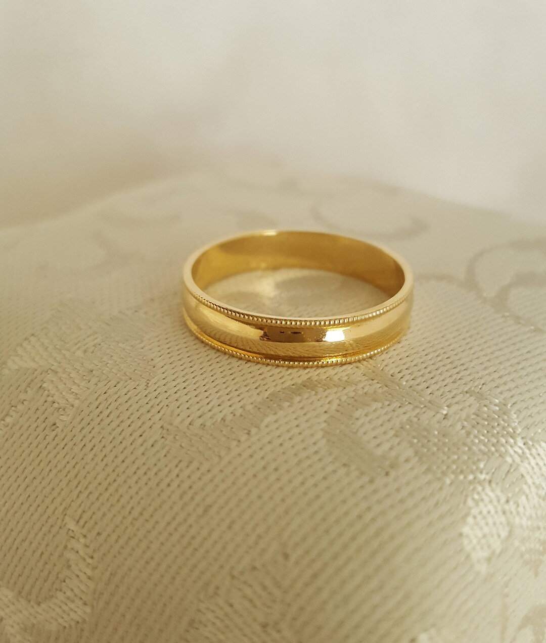Vintage 14k Yellow Gold wedding Ring Band With Milgrain - Etsy