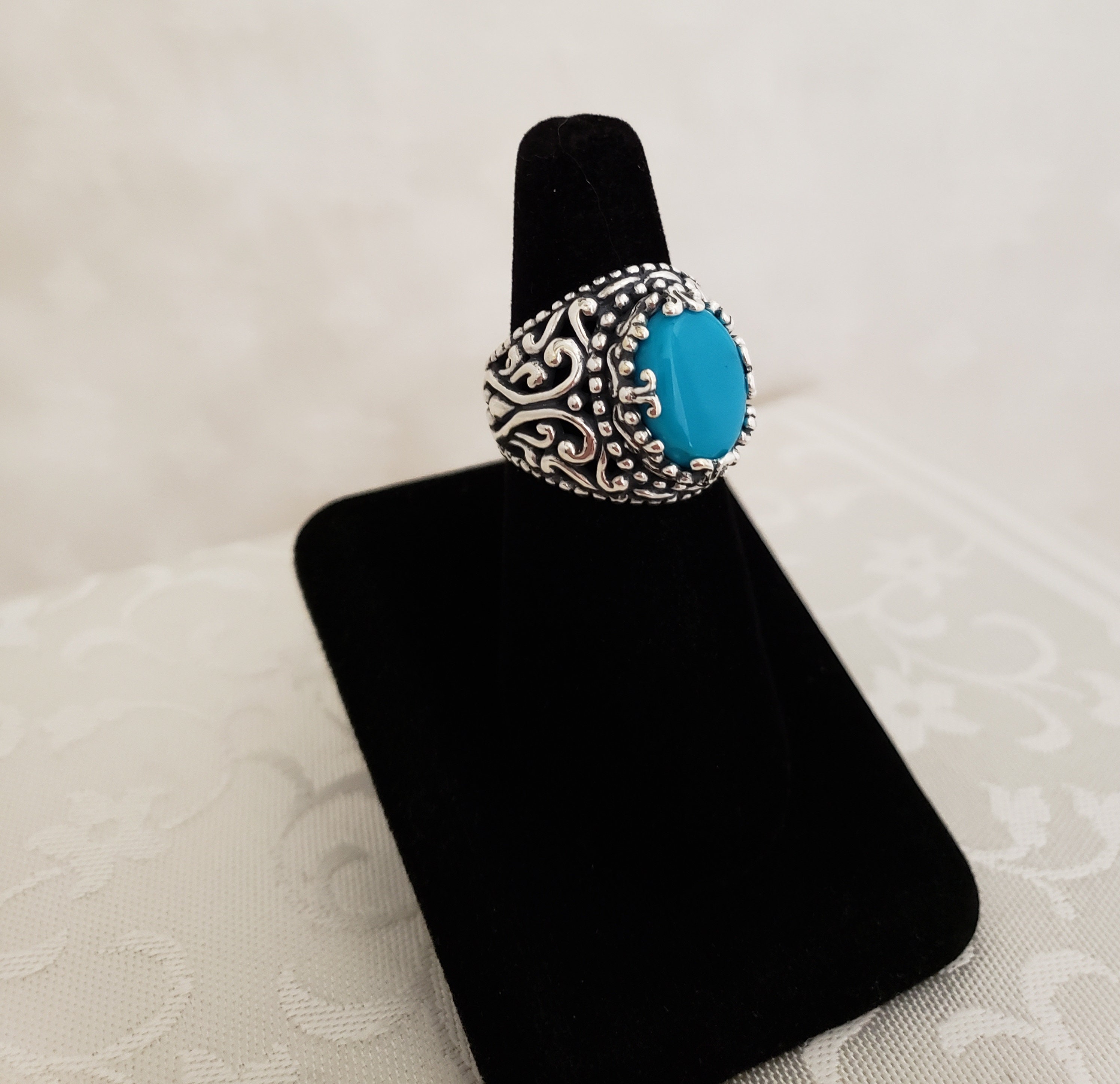 Carolyn Pollack 925 Silver Sleeping Beauty Turquoise Cluster Ring Si 