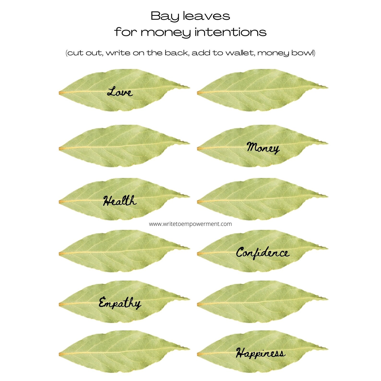 Printable One Dozen Bay Leaves for Manifesting. It's All Etsy Canada