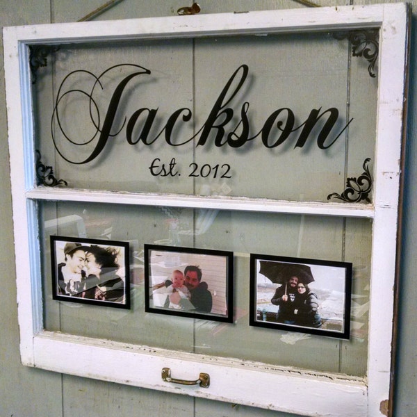 Vintage Window Two Pane Family Name Personalized Picture Frames