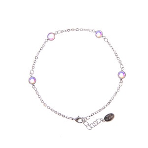 Silver 4-Station Aurora Borealis Swarovski Crystal Anklet