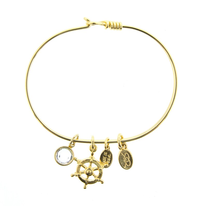 Gold Ships Wheel Bracelet With Swarovski Crystal Etsy