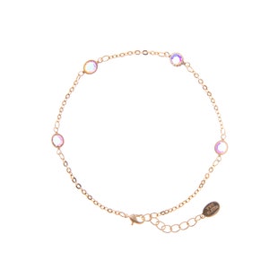 Gold 4-Station Aurora Borealis Swarovski Crystal Anklet