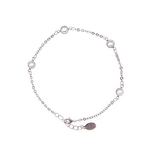 Silver 4-Station Swarovski Crystal Anklet