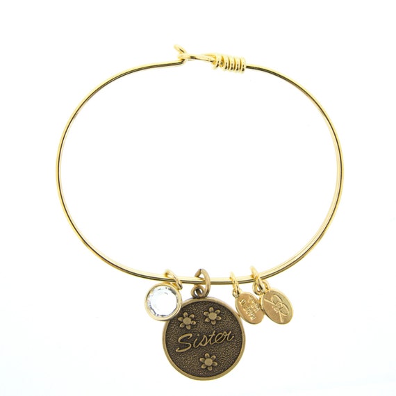 Gold Sister Bracelet with Swarovski Crystal