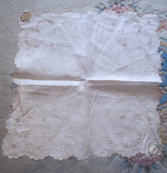 Very Lovely Carol Stanley Unused Hanky 2  paperTa… - image 1