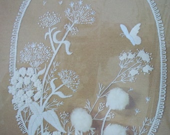 Vintage Sunset Stitchery Kit 'Dandelions in Lace' Craft Supplies Kits Art Decor