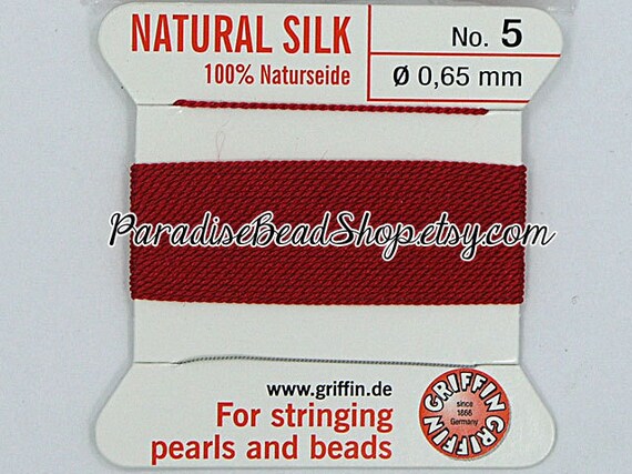 CORAL RED SILK STRING THREAD 0.60mm FOR STRINGING PEARLS /& BEADS GRIFFIN SIZE 4