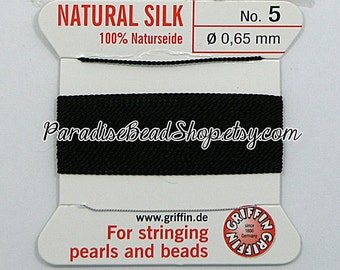 Griffin Silk Beading Cord & Needle - Size 2 Carnelian Natural Silk Thread For Pearl Stringing
