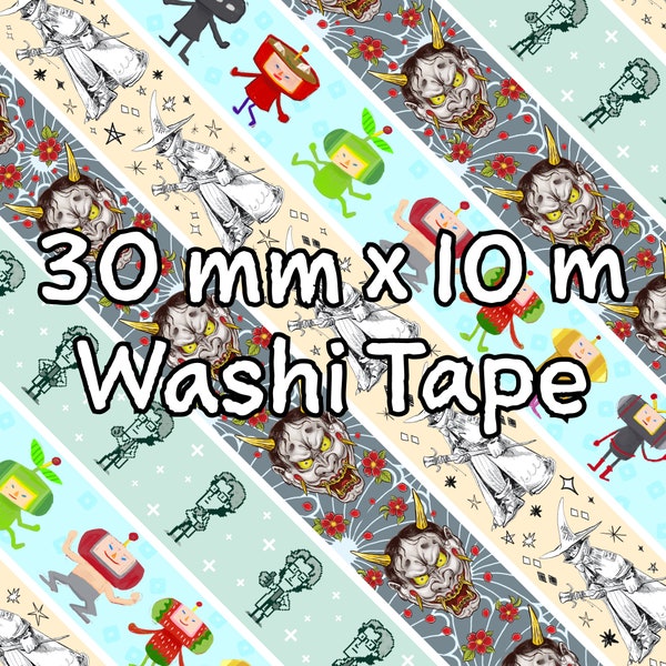 CLEARANCE! Video Game themed Wide Washi Tape | Otacon Metal Gear Solid Katamari Final Fantasy Stationery Journal Bujo Bullet Journal