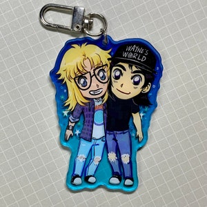 Wayne and Garth 3 inches acrylic keychain