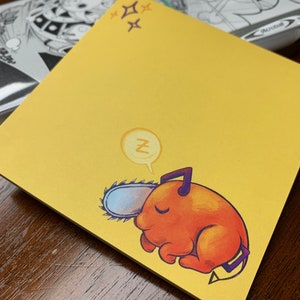 Sleeping Chainsaw 4 inches x 4 inches 50 sheets tear away Memo Note Pad CSM Fandom Stationery | school office bujo bullet journal kawaii