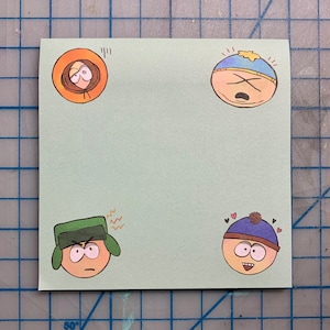 Park Boys 4 inches by 4 inches sticky Memo Note Pad Fandom Stationery | school office bujo bullet journal kawaii