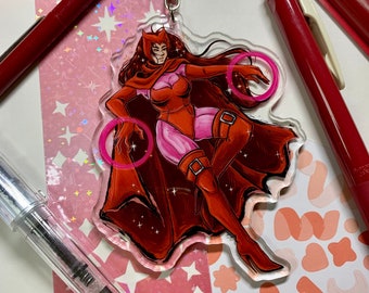 CLEARANCE! Spooky Wanda Red Bruja Witch Scarlet Maximoff comic book acrylic keychain