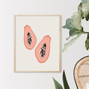 Abstract Papaya Print | Fruit Poster | Fruit Print | Papaya Wall Art | Modern Kitchen Art | Fruit Wall Art | Dining Room Art Print