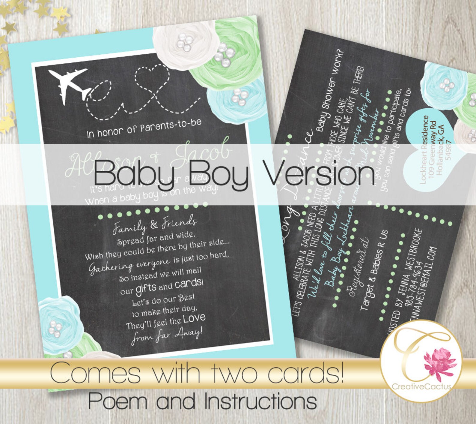 Long Distance Baby or Bridal Shower Invitation PRINTABLE Etsy
