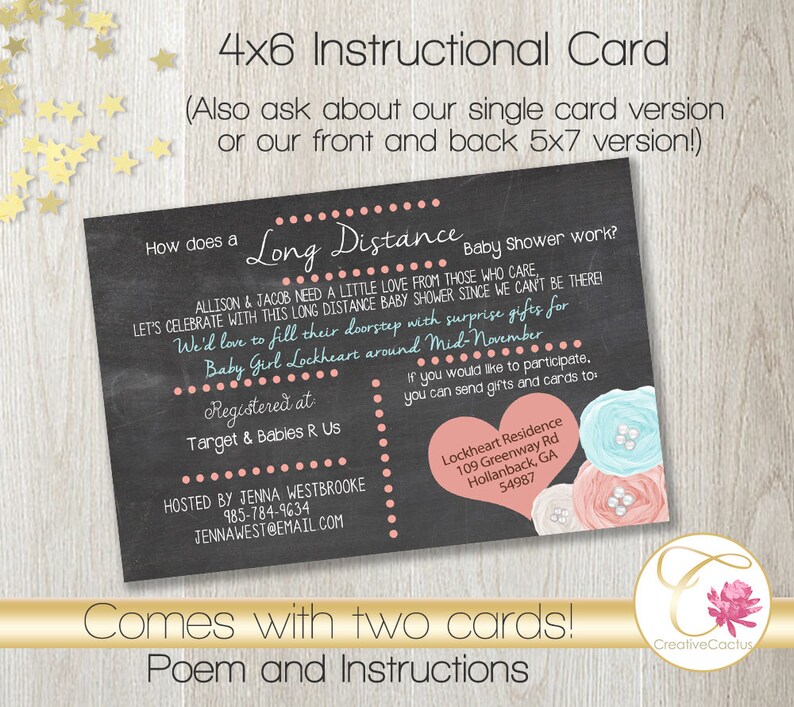 Long Distance Baby or Bridal Shower Invitation PRINTABLE Etsy