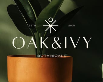 Botanical Logo Template for Skincare & Wellness Brands | Editable Canva Logo | Minimal Natural Brand Design